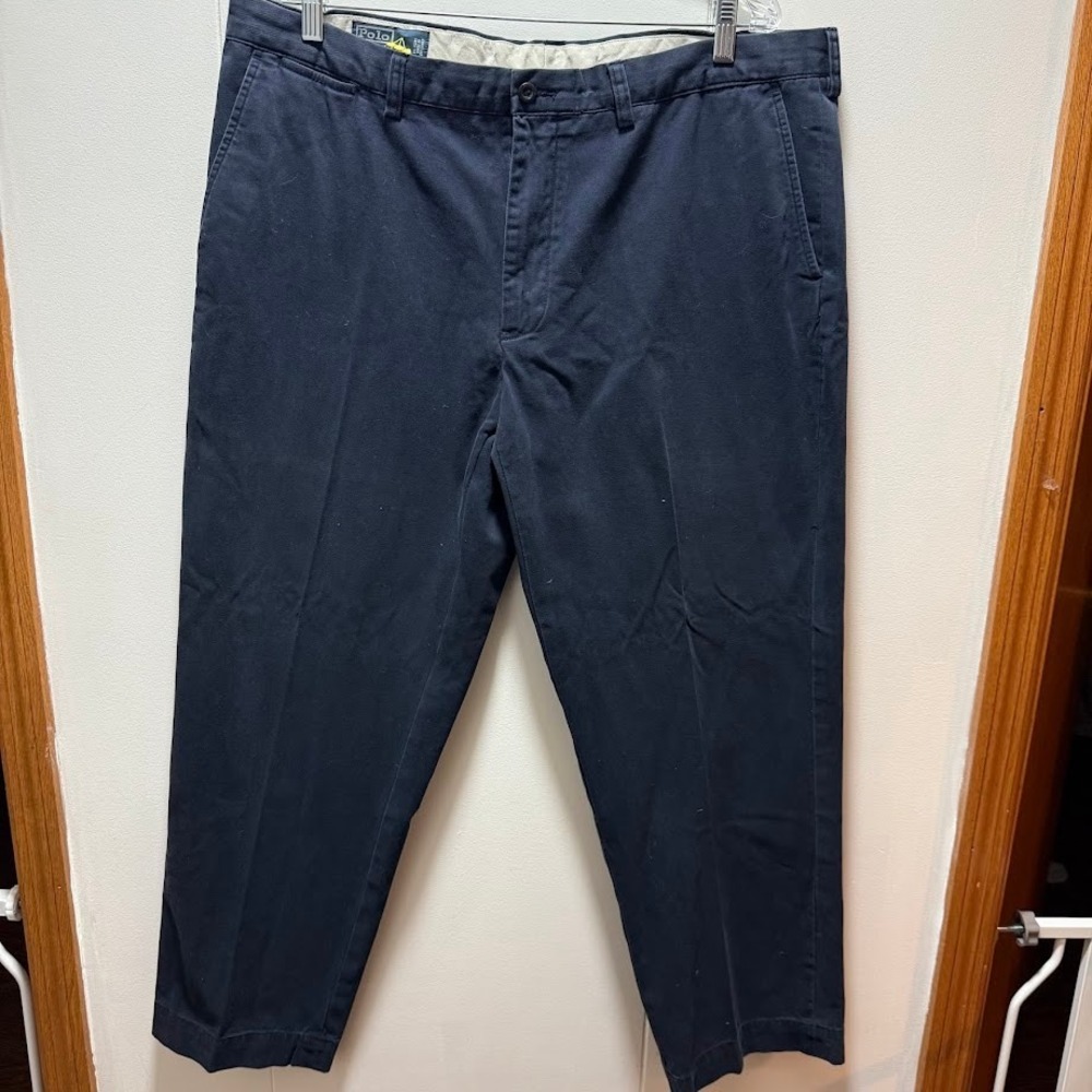 Polo Ralph Lauren Men Navy Chino Flat Front Pants Classic Fit Size 40x30